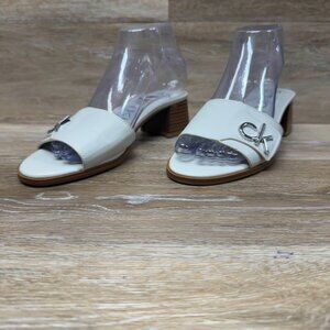 Calvin Klein White Leather Block Heel Sandals Women's Size 8
